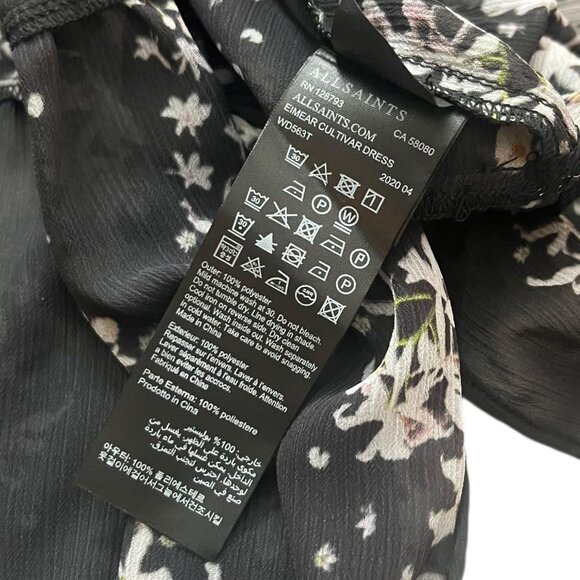 All Saints Elimear Cultivar Floral Tiered Maxi Dress Black 00 Cottagecore Modest - Picture 5 of 8